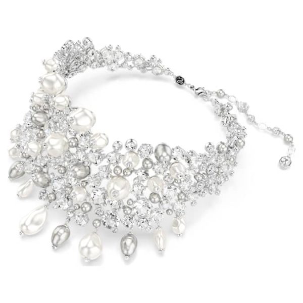 Constella choker Crystal pearl, Round cut, White, Rhodium plated - Image 3