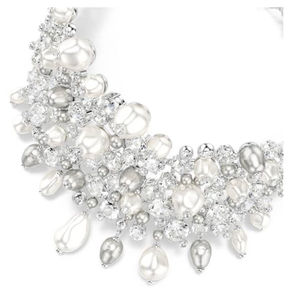 Constella choker Crystal pearl, Round cut, White, Rhodium plated - Image 5