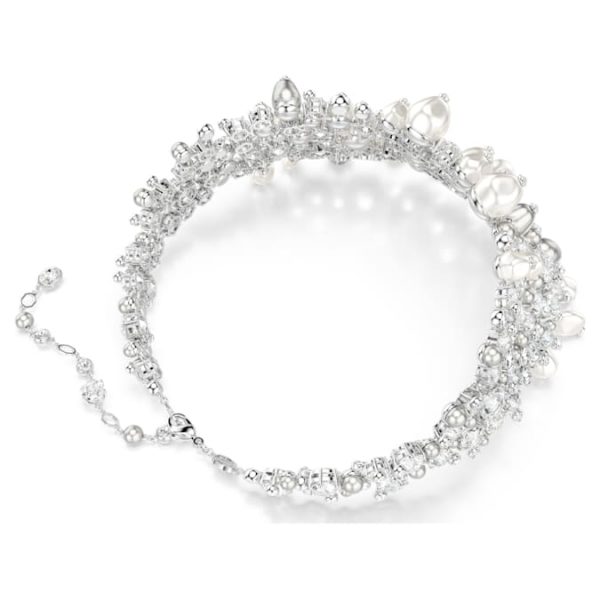 Constella choker Crystal pearl, Round cut, White, Rhodium plated - Image 6