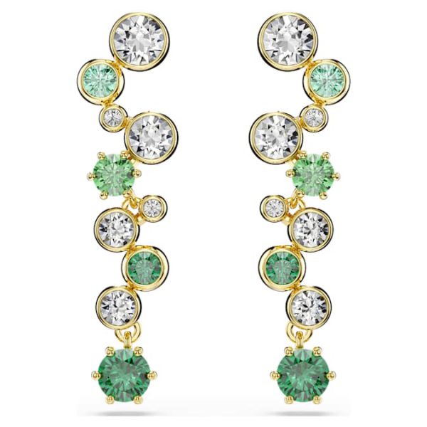Constella drop earrings Mixed cuts, Green, Gold-tone plated - Image 2