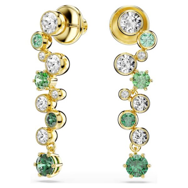 Constella drop earrings Mixed cuts, Green, Gold-tone plated - Image 3