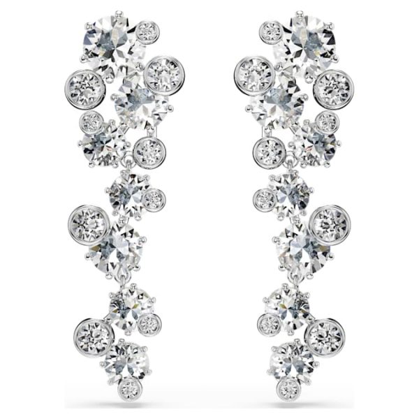 Constella drop earrings Mixed cuts, White, Rhodium plated - Image 2