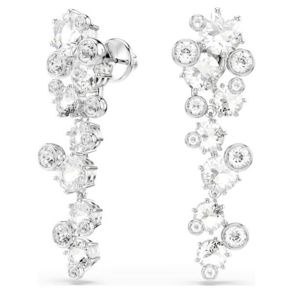 Constella drop earrings Mixed cuts, White, Rhodium plated - Image 3