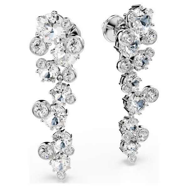Constella drop earrings Mixed cuts, White, Rhodium plated - Image 4