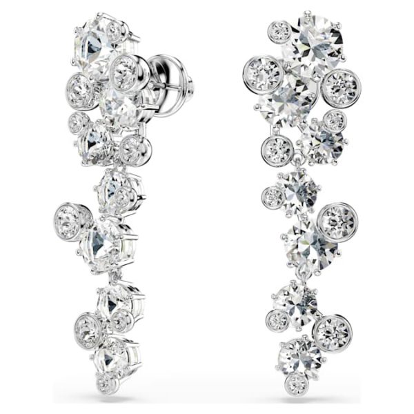 Constella drop earrings Mixed cuts, White, Rhodium plated - Image 6