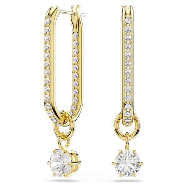 Constella drop earrings Round cut, White, Gold-tone plated - Image 2