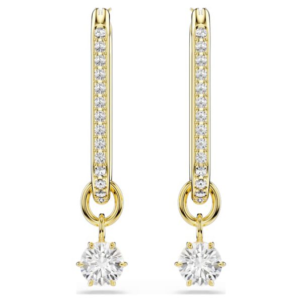 Constella drop earrings Round cut, White, Gold-tone plated - Image 3
