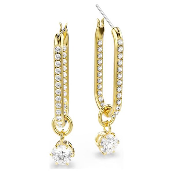 Constella drop earrings Round cut, White, Gold-tone plated - Image 4