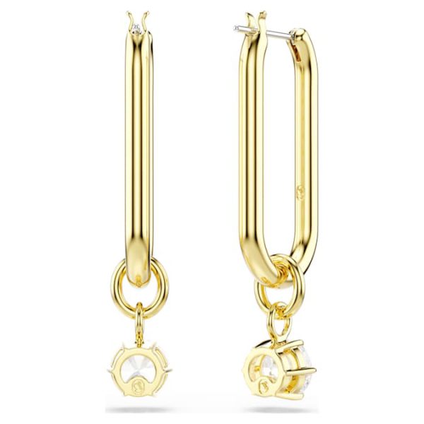 Constella drop earrings Round cut, White, Gold-tone plated - Image 5