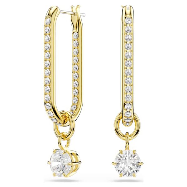 Constella drop earrings Round cut, White, Gold-tone plated - Image 6