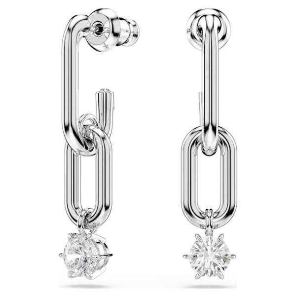 Constella drop earrings Round cut, White, Rhodium plated - Image 2