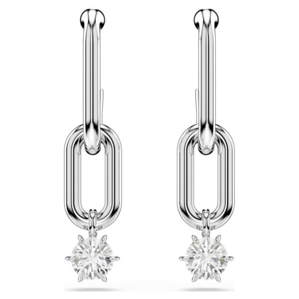 Constella drop earrings Round cut, White, Rhodium plated - Image 3