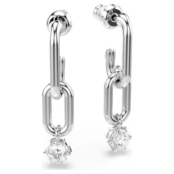 Constella drop earrings Round cut, White, Rhodium plated - Image 4