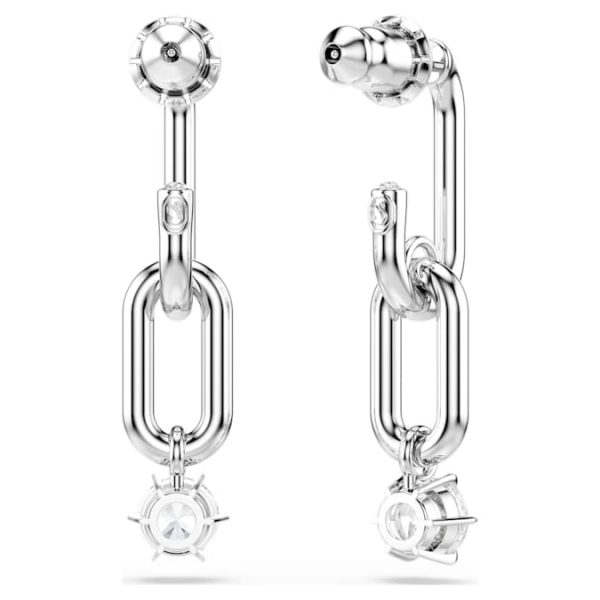 Constella drop earrings Round cut, White, Rhodium plated - Image 5
