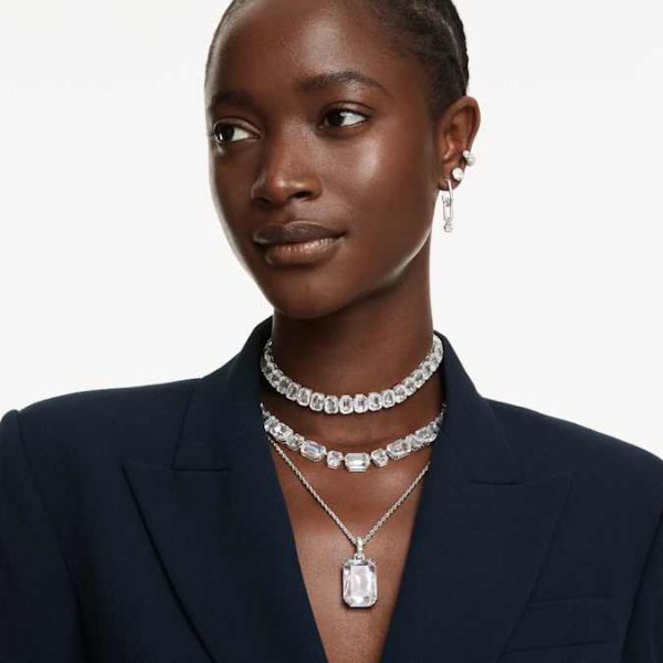 Constella drop earrings Round cut, White, Rhodium plated - Image 6