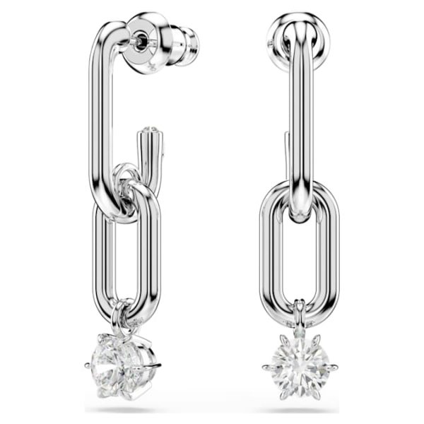 Constella drop earrings Round cut, White, Rhodium plated - Image 7