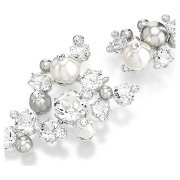 Constella earrings Crystal pearl, Round cut, White, Rhodium plated - Image 6