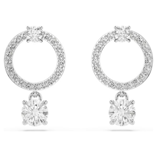 Constella hoop earrings Round cut, White, Rhodium plated - Image 2