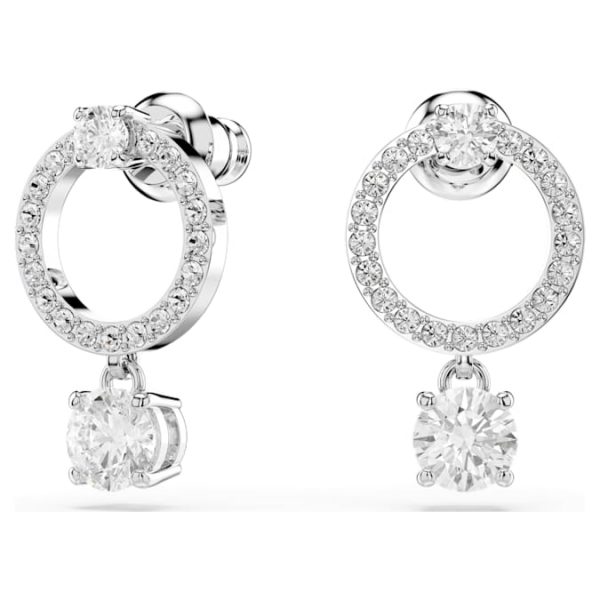 Constella hoop earrings Round cut, White, Rhodium plated - Image 3