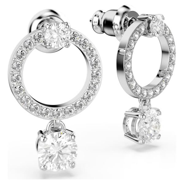 Constella hoop earrings Round cut, White, Rhodium plated - Image 4