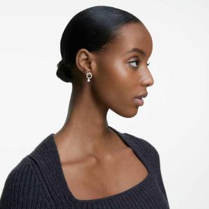 Constella hoop earrings Round cut, White, Rhodium plated