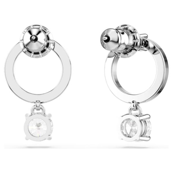 Constella hoop earrings Round cut, White, Rhodium plated - Image 5