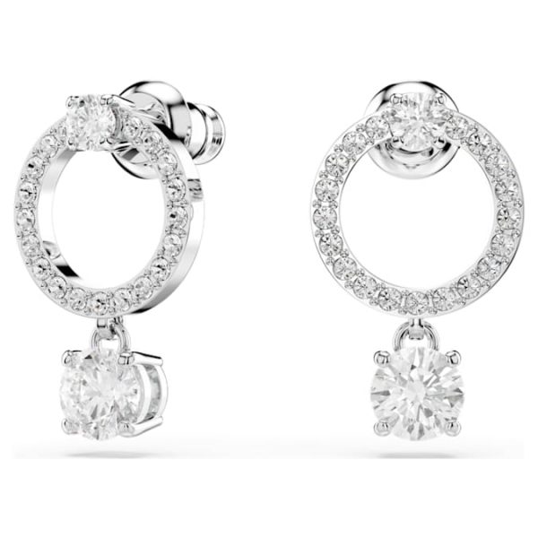 Constella hoop earrings Round cut, White, Rhodium plated - Image 7