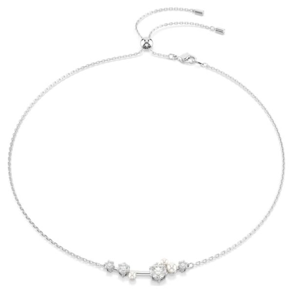 Constella necklace Crystal pearl, Round cuts, White, Rhodium plated - Image 2