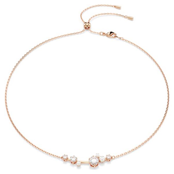 Constella necklace Crystal pearl, Round cuts, White, Rose gold-tone plated - Image 2