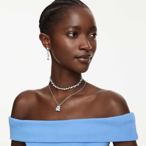 Constella necklace Mixed cuts, Blue, Rhodium plated - Image 7
