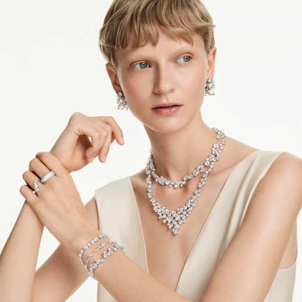 Constella necklace Mixed cuts, Clasp, White, Rhodium plated - Image 7