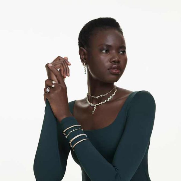 Constella necklace Mixed cuts, Green, Gold-tone plated - Image 7
