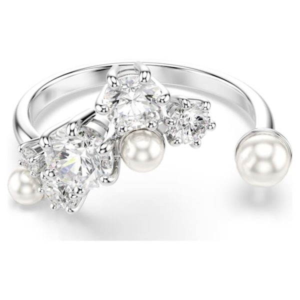 Constella open ring Crystal pearl, Round cuts, White, Rhodium plated - Image 2