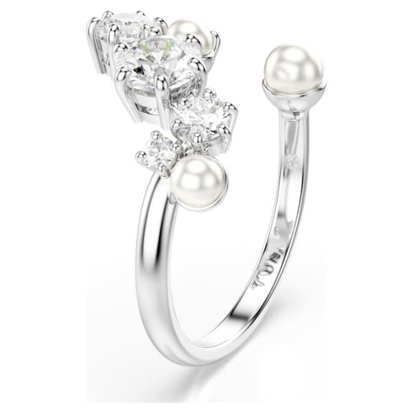 Constella open ring Crystal pearl, Round cuts, White, Rhodium plated - Image 3