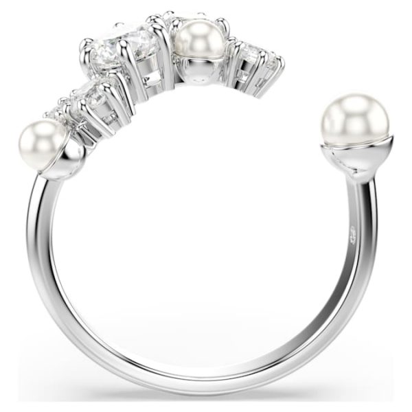 Constella open ring Crystal pearl, Round cuts, White, Rhodium plated - Image 4