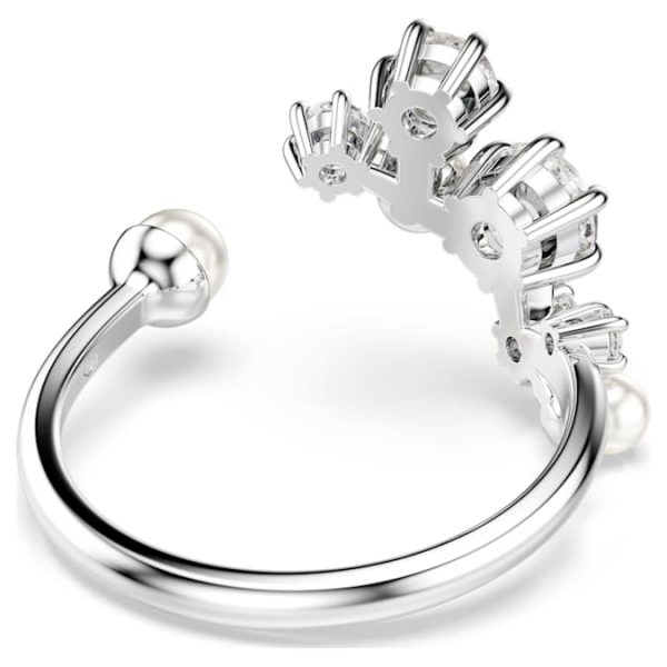 Constella open ring Crystal pearl, Round cuts, White, Rhodium plated - Image 5