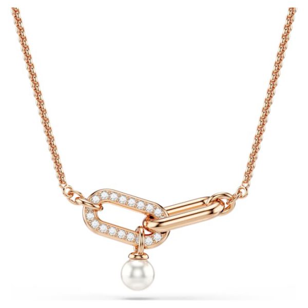 Constella pendant Crystal pearl, Round cut, White, Rose gold-tone plated - Image 2