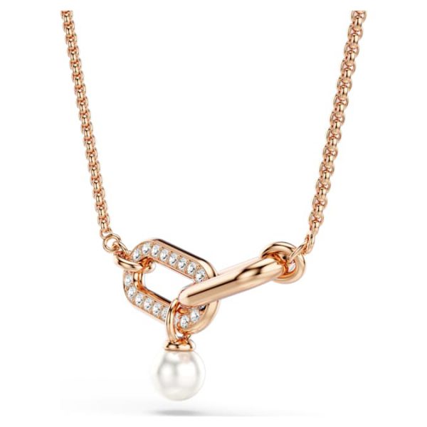 Constella pendant Crystal pearl, Round cut, White, Rose gold-tone plated - Image 4