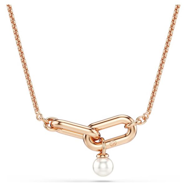 Constella pendant Crystal pearl, Round cut, White, Rose gold-tone plated - Image 6