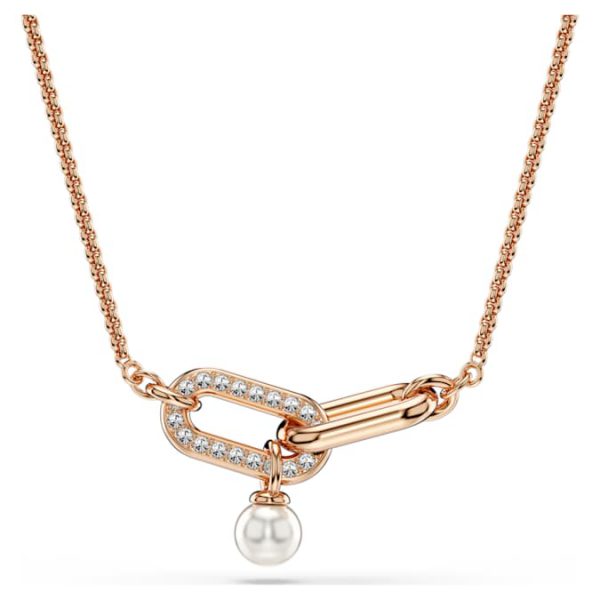 Constella pendant Crystal pearl, Round cut, White, Rose gold-tone plated - Image 7