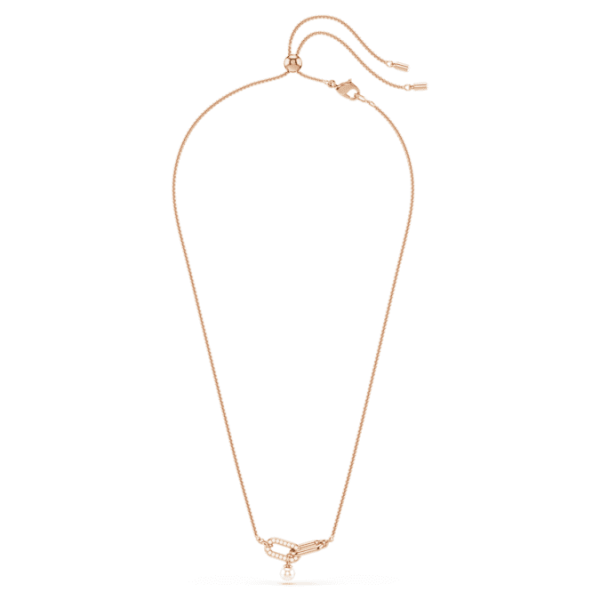 Constella pendant Crystal pearl, Round cut, White, Rose gold-tone plated - Image 3