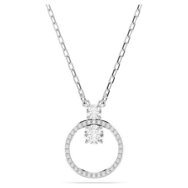 Constella pendant Pavé, Round cut, White, Rhodium plated - Image 2