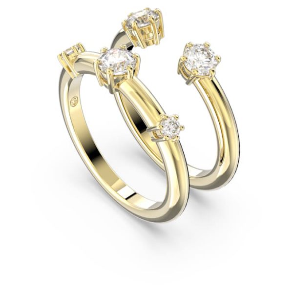 Constella ring Set (2), Round cut, White, Gold-tone plated - Image 3