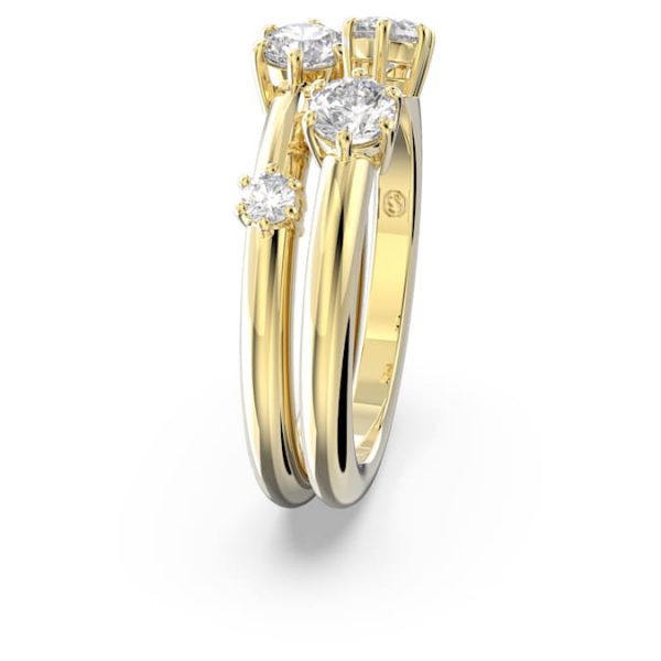 Constella ring Set (2), Round cut, White, Gold-tone plated - Image 4