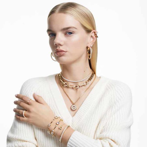 Constella ring Set (2), Round cut, White, Gold-tone plated - Image 6