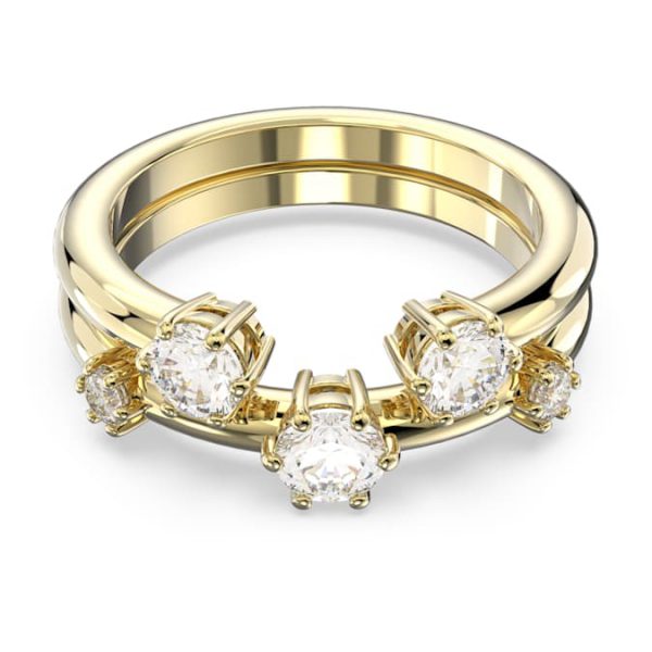 Constella ring Set (2), Round cut, White, Gold-tone plated - Image 2
