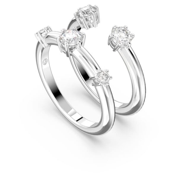 Constella ring Set (2), Round cut, White, Rhodium plated - Image 3