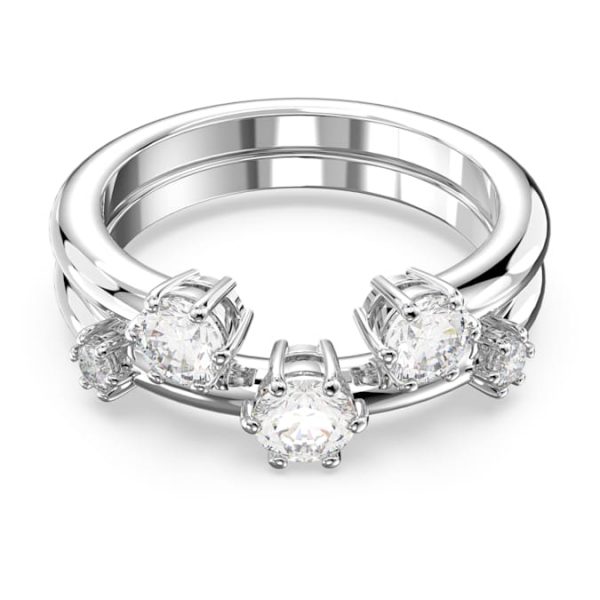 Constella ring Set (2), Round cut, White, Rhodium plated - Image 2