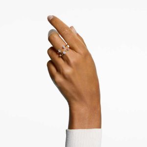 Constella ring Set (2), Round cut, White, Gold-tone plated