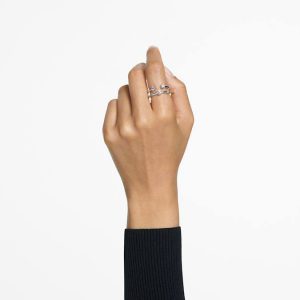 Constella ring Set (2), Round cut, White, Rhodium plated